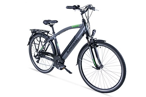Bici elettriches : Kawasaki XciteRC, bicicletta da trekking, da uomo, colore nero / argento, 48 cm