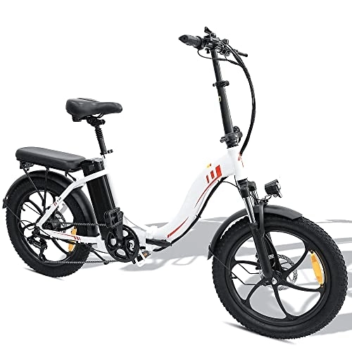 Bici elettriches : KecDuey Bicicletta elettrica da 20 pollici, negozio ufficiale, bicicletta elettrica con batteria da 15 Ah 36 V, 20" x 3, 0 Fat Tire (bianco)
