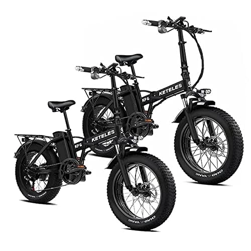 Bici elettriches : KETELES Adult Mountain Bike 20 pollici pieghevole Fat Tire Electric Bicycle Snow Ebike Beach Bike 48 V18 Ah Off-Road Power ELECTR Bike (due KF6)