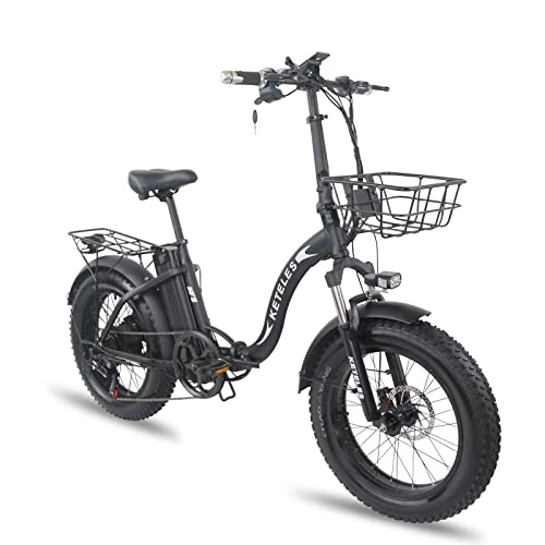 Bici elettriches : KETELES Adult Mountain Bike 20 pollici pieghevole Fat Tire Electric Bicycle Snow Ebike Beach Bike 48 V18 Ah Off-Road Power ELECTR Bike -KF9 (freno a disco, 1 batteria)