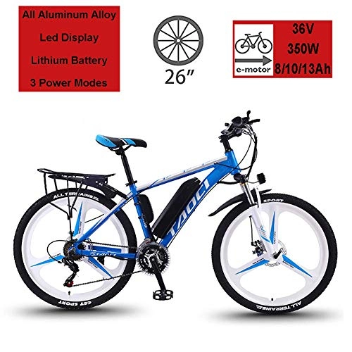 Bici elettriches : KFMJF Biciclette elettriche per Adulto, in Lega di magnesio Ebikes Biciclette all Terrain, 26" 36V 350W 13Ah Rimovibile agli ioni di Litio Montagna-Bici per la Mens