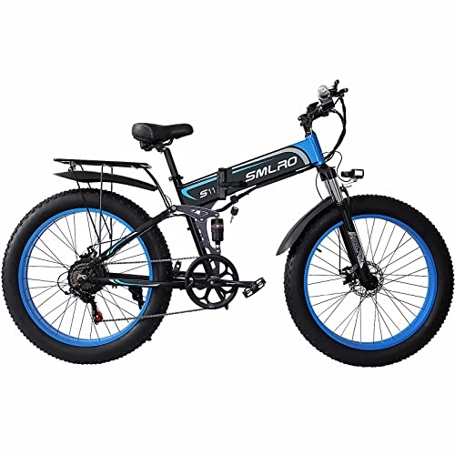 Bici elettriches : KXY Bike di sporcizia elettrica da 26 Pollici, 1000W Motore 48V 10AH Batteria al Litio Staccabile, Bici elettrica per Adulti a 7 velocità per Adulti, Adatto per Uomo e Donna Bici elettrica Blue