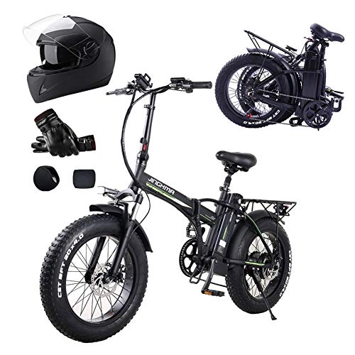 Bici elettriches : L-LIPENG 20 Pollici Fat Tire Electric Bike, 500w 48v Snow E-Bike, Cambio 21 velocità / 7 velocità, Ricarica USB per, velocità Massima 30 Km / h, Bicicletta Elettrica da Città per Pendolari, 10ah 50km