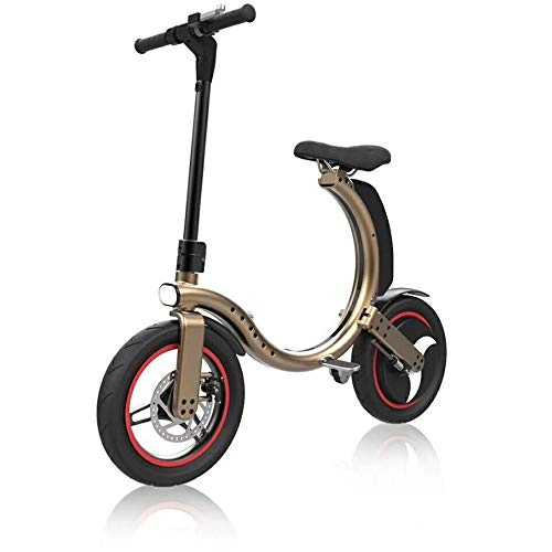 Bici elettriches : L&U Scooter Elettrico-Scooter Pieghevole Portatile- Scooter Pieghevole Portatile in Alluminio Leggero per Bicicletta-Adulto, 350W, 36V, Gold