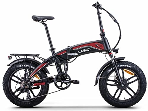 Bici elettriches : LABICI BIKECONCEPT Fat Bike, Bicicletta elettrica Pieghevole Unisex Adulto, Nero / Rosso, 20