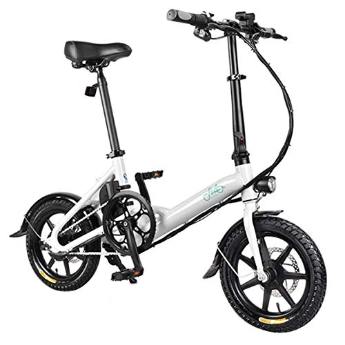 Bici elettriches : LANGSTAR FIIDO D3 Ebike, Bici elettrica Pieghevole con Faro LED per Adulti, Biciclette elettriche Anteriori e Posteriori a Disco da 250 W 7.8Ah-Bianco