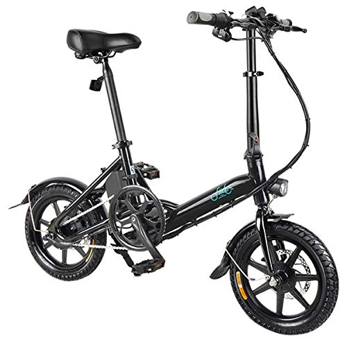 Bici elettriches : LANGSTAR FIIDO D3 Ebike, Bici elettrica Pieghevole con Faro LED per Adulti, Biciclette elettriche Anteriori e Posteriori a Disco da 250 W 7.8Ah-Nero
