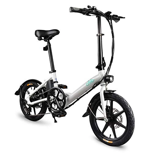 Bici elettriches : LANGSTAR FIIDO D3S Ebike, Bici elettrica Pieghevole con Faro LED per Adulti, Biciclette elettriche Anteriori e Posteriori a Disco 7.8Ah-Bianco