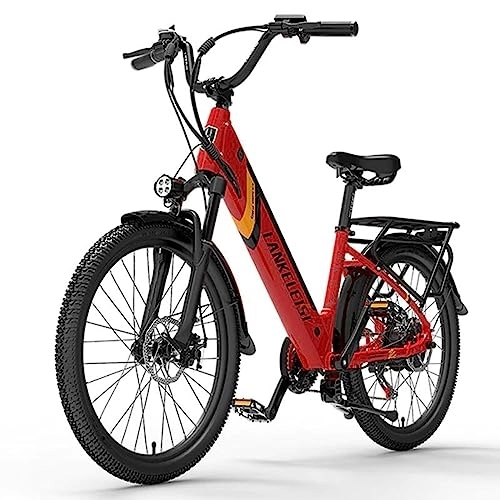 Bici elettriches : LANKELEISI ES500PRO Bici elettrica da città, bici elettrica per pendolari con batteria rimovibile (NOVITÀ NEL 2023) (rosso)