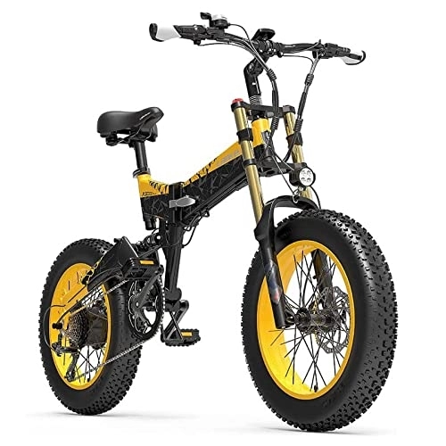 Bici elettriches : LANKELEISI X3000plus-UP 48v 17.5ah batteria al litio Bicicletta elettrica da 20 pollici pieghevole per pneumatici grassi, ammortizzatore a gas forcella anteriore per mountain bike