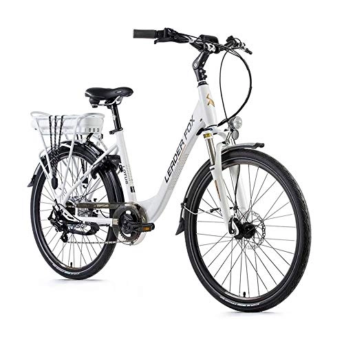 Bici elettriches : Leader Fox Bicicletta elettrica VAE City 26'' Lotus 2018 Unisex Motore Ruota AR 8fun-R 250w 36v Alluminio Opaco 7v Shimano Tourney Bianco