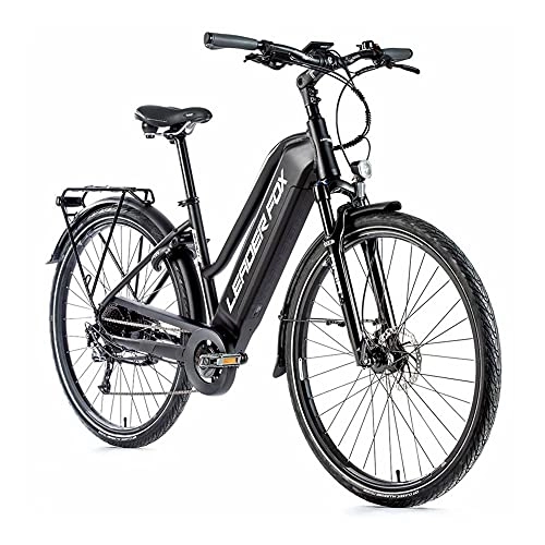 Bici elettriches : Leader Fox Velo ELECTRIQUE-VAE City 28'' Sandy 2021 Femme MOTEUR Roue AR BAFANG 36V 250W 15Ah Alu Noir Mat-Blanc 7V (18'' - H46cm - Taille M - pour Adulte DE 168cm à 178cm)