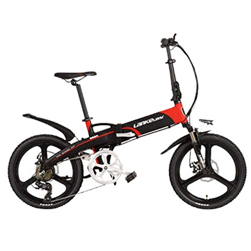 Bici elettriches : LETFF adulti bicicletta elettrica pieghevole 50, 8 cm, 48 V 240 W maschio e femmina pieghevole mountain bike batteria auto, Red