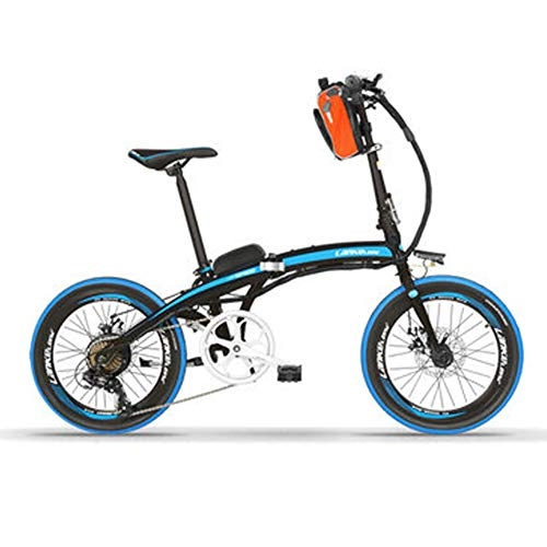 Bici elettriches : LETFF adulto pieghevole bicicletta elettrica 50, 8 cm, batteria al litio 36 V 10 Ah High Carbon Steel Frame uomini e donne pieghevole mountain bike, Blue