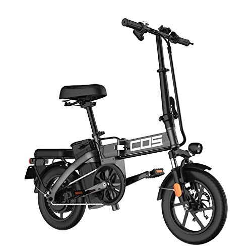 Bici elettriches : LFANH Biciclette Elettriche per Adulti, Biciclette Bici Elettrica Leggera da 14 Pollici 350W Fino A 25 Chilometri All'ora Pedale Assist Biciclette, Casual Motore per Adulti All'aperto Biciclette, Nero