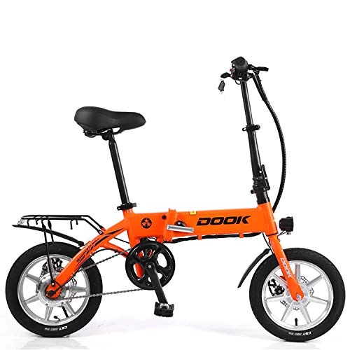 Bici elettriches : LFANH Scooter Elettrico, Bici Pieghevole Elettrica con 250W Motore / 8, 0 Ah Batteria, velocità Massima 25 Kmh / Carico Massimo 150Kg, Standard da 14 Pollici Città E-Bike / Bicicletta, Arancia