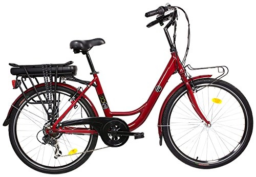 Bici elettriches : LFB CT26Bicicletta elettrica unisex adulto, Rosso