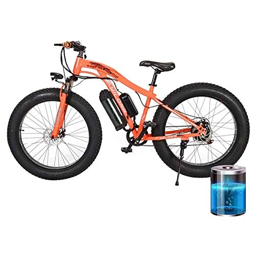 Bici elettriches : LFEWOZ Bici Elettrica Mountain Bike Fat Tire per Adulti, Freni Forcella Anteriore Damping System Anteriore E Posteriore a Disco Doppio LED Fari 7 velocit