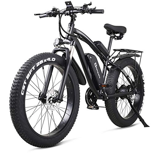Bici elettriches : LIANG Bici elettrica Motore 1000W Bici da Neve Bici elettrica 48V17A Batteria al Litio Mountain Bike elettrica 26 Pollici 4.0 elettrica, MX02S Nero