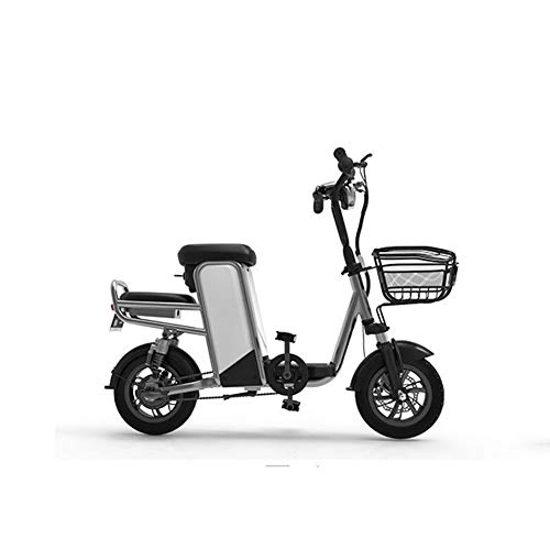 Bici elettriches : LILIJIA Lega Pieghevole 400W / 20Ah Bici Elettrica Ammortizzatore Posteriore Due modalità Lavoro, Facile Riporre Le Ruote 12 Pollici con Motore con Freno a Disco Le Biciclette Elettriche, Argento