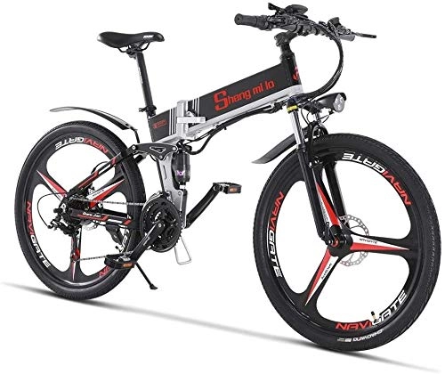 Bici elettriches : Lincjly 2020 aggiornato bici di montagna elettrica pieghevole Ebike 26 pollici 350W 21 Velocit Shimano Deragliatore doppio freno a disco intelligente bicicletta elettrica, viaggiare liberamente