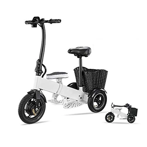 Bici elettriches : LINGZE Bicicletta elettrica Pieghevole con Pneumatici Pneumatici da 12 Pollici Batteria 36V 7.5Ah, velocità Massima 20mph, chilometraggio 10 miglia, Motore 250W, Sedile Regolabile, Bianco