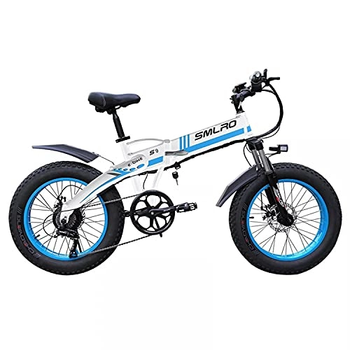 Bici elettriches : LIROUTH Bicicletta elettrica pieghevole per mountain bike Bicicletta elettrica per adulti 1000W 13AH Bicicletta per pneumatici grassi da 20 pollici S9 (blu)