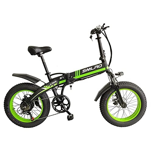 Bici elettriches : LIROUTH Bicicletta elettrica pieghevole per mountain bike Bicicletta elettrica per adulti 1000W 13AH Bicicletta per pneumatici grassi da 20 pollici S9 (Nero verde)