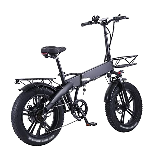 Bici elettriches : LIU 750W Bike elettrica Pieghevole for Adulti Leggera 20 Pollici Pneumatico a Grasso Potente e Biciclette da 48v Batteria Bicicletta elettrica (Colore : 750W 2 Battery)