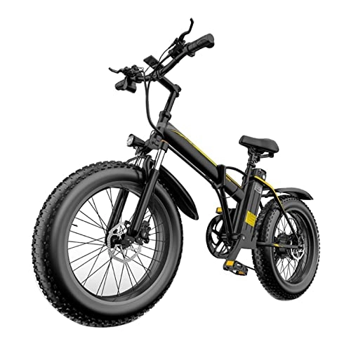 Bici elettriches : LIU Bici elettrica 1000W 12.8Ah Batteria Mountain Bike 48V Motore Brushless Snow Bike 20 Pollici Tire E Bikes (Colore : Nero)