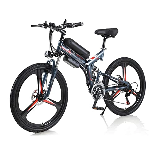 Bici elettriches : LIU Bicicletta elettrica da 26 Pollici Pieghevole da Uomo / Donna 350W 10Ah 36V Batteria al Litio Bicicletta elettrica ausiliaria Bicicletta da Montagna elettrica Multi-modalità (Colore : Grigio)