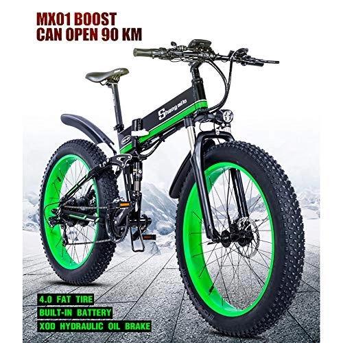 Bici elettriches : LIU Bicicletta elettrica grassa da 1000 W. 48V Mens Mountain E Bike 21 velocit Pedali Fat Bike da 26 Pollici per Bici da Strada (Batteria al Litio Rimovibile)