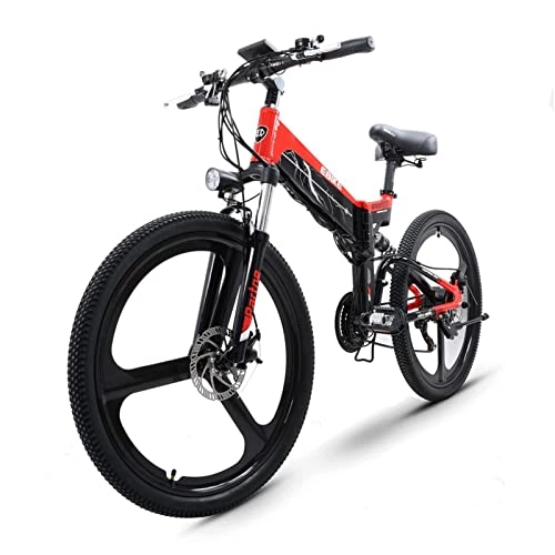 Bici elettriches : LIU Bicicletta elettrica per Adulti Pieghevole 26 Pollici Fat Tire 500W Motore ad Alta velocità 48V Batteria al Litio Nascosta Mountain Bike elettrica (Colore : 48v10.4ah)