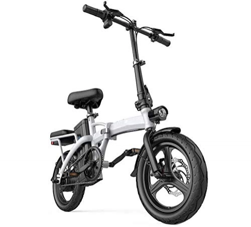 Bici elettriches : LJ Bici elettrica pieghevole per adulti, bici elettrica 14 ' / bici elettrica da viaggio con motore da 400 W, batteria rimovibile agli ioni di litio da 36 V 8 Ah per adulti, nera, bianca