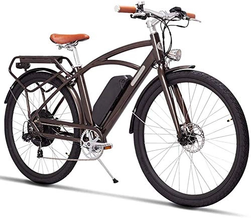 Bici elettriches : LJ Design retrò per bici elettrica da 26 pollici per adulti con bici elettrica elettrica elettrica al litio Ebike 400W48V adatta per anziani / donne / uomini, 28 pollici, 28in