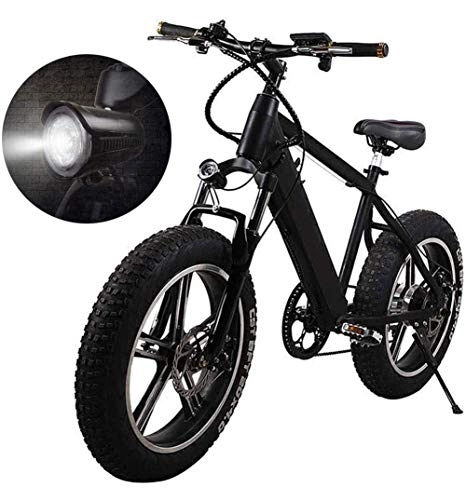 Bici elettriches : LJ Pneumatico elettrico pieghevole Fat Tire 20 4 'con batteria agli ioni di litio 48V 500W 15Ah e freno a disco 20 pollici Mountain Mountain bici elettrica bici da neve