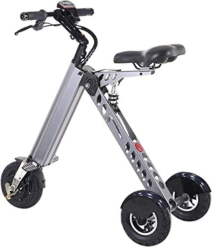 Bici elettriches : LJ Portatile piccolo elettrico per adulti bici pieghevole bici elettrica scooter piccolo mini triciclo elettrico batteria femminile peso bici 14 kg con 3 marce limite di velocità 6-12-20 km / h, verd