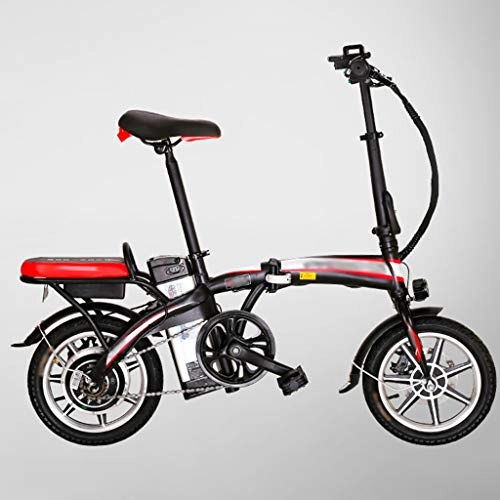 Bici elettriches : LJMG Bici elettrica Bicicletta Pieghevole con Power Assist; Bici Elettrica per Adulti, con Ruote da 14" / Motore da 240 W E Sedile Posteriore (Color : Red, Size : 48V12AH)