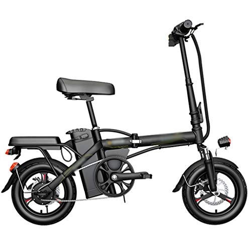 Bici elettriches : LJMG Bici elettrica Bicicletta Pieghevole Elettrica, Bicicletta Pieghevole con Power Assist; Bici Elettrica con Ruote da 14"e Motore da 350 W. (Color : Black, Size : 25Ah)