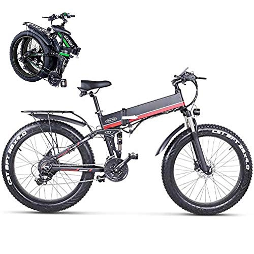 Bici elettriches : LJYY Mountain Bike elettrica Pieghevole per Adulti, Bici elettrica da 26 Pollici per Adulti, Bici elettrica ad Alta velocità 48V 1000W Batteria al Litio Rimovibile da 12, 8 Ah Bicicletta elettrica