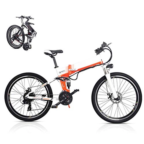Bici elettriches : LJYY Mountain Bike elettrica Pieghevole per Adulti, E-Bike da 26 Pollici per Adulti, 48V 350W 21 velocità Ebike Batteria al Litio Rimovibile Bicicletta elettrica assistita da Viaggio Fat Tire FOL