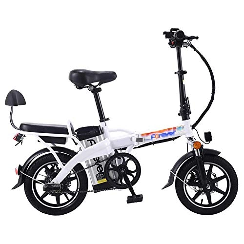 Bici elettriches : LKLKLK - Bicicletta elettrica Pieghevole e Rimovibile, 48 V, 8 Ah, 350 W, 25-30 KM, Potente, Portata Motore Bianco