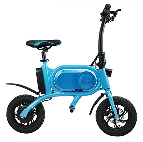 Bici elettriches : LKLKLK Bicicletta elettrica Pieghevole per Adulti, Leggera, elettrica, con fanali a LED e Luce di Segnalazione Blu