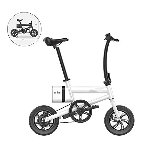 Bici elettriches : LKLKLK - Mini Batteria al Litio per Bicicletta elettrica, in Lega di Alluminio, 36 V6 Ah, con Schermo LCD per Strumenti Anteriori e Posteriori, Freni a Disco (Pieghevoli), Bianco