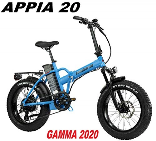 Bici elettriches : LOMBARDO BICI APPIA Ruota 20 Fat Bike Motore 250w 80Nm Batteria 624Wh 48v 13ah Gamma 2020 (Blue Sport Black Matt)