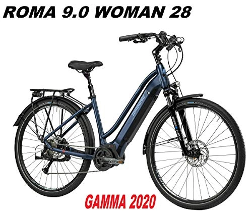 Bici elettriches : LOMBARDO BICI Roma Woman 9.0 Ruota 28 Performance 63NM Batteria Integrata 500WH Gamma 2020 (Night Blue Matt, 51 CM)