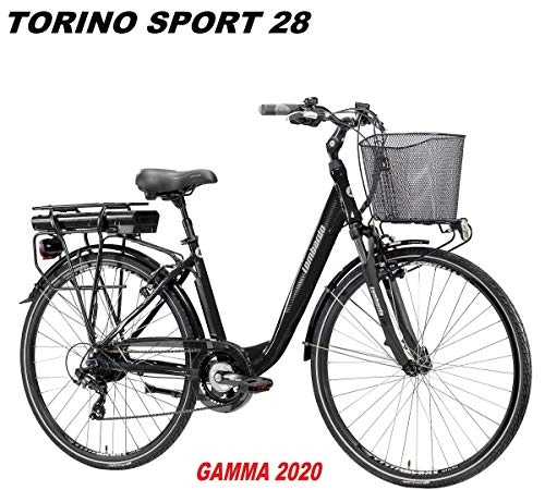 Bici elettriches : LOMBARDO BICI Torino Sport Ruota 28 Motore 250w 35Nm Batteria 504Wh 36v 14ah Gamma 2020 (Black Grey Matt)