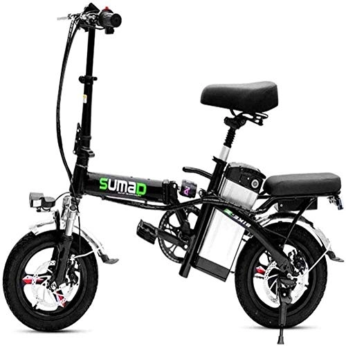 Bici elettriches : LOPP Ebike bici elettrica per adulti facile da piegare in lega di alluminio portatile con pedale Ebike booster elettrico con ruote da 14 pollici e batteria agli ioni di litio rimovibile da 48 V