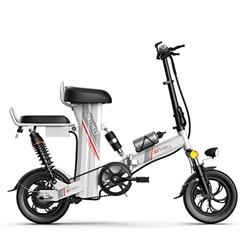 Bici elettriches : LOVE-HOME Pieghevole Bici Elettrica, 720W / 15Ah / 48V Adulti E-Bike con Batteria al Litio Rimovibile, Doppia Sella Biciclette con Esposizione del Basamento del Telefono A LED, Bianca