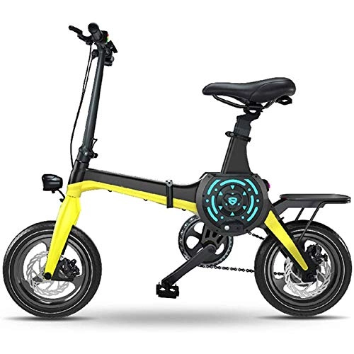 Bici elettriches : LPsweet Smart APP Bicicletta elettrica con batteria agli ioni di litio da 36 V a velocità variabile, piccola e portatile, ultra leggera, telaio in alluminio, giallo, L